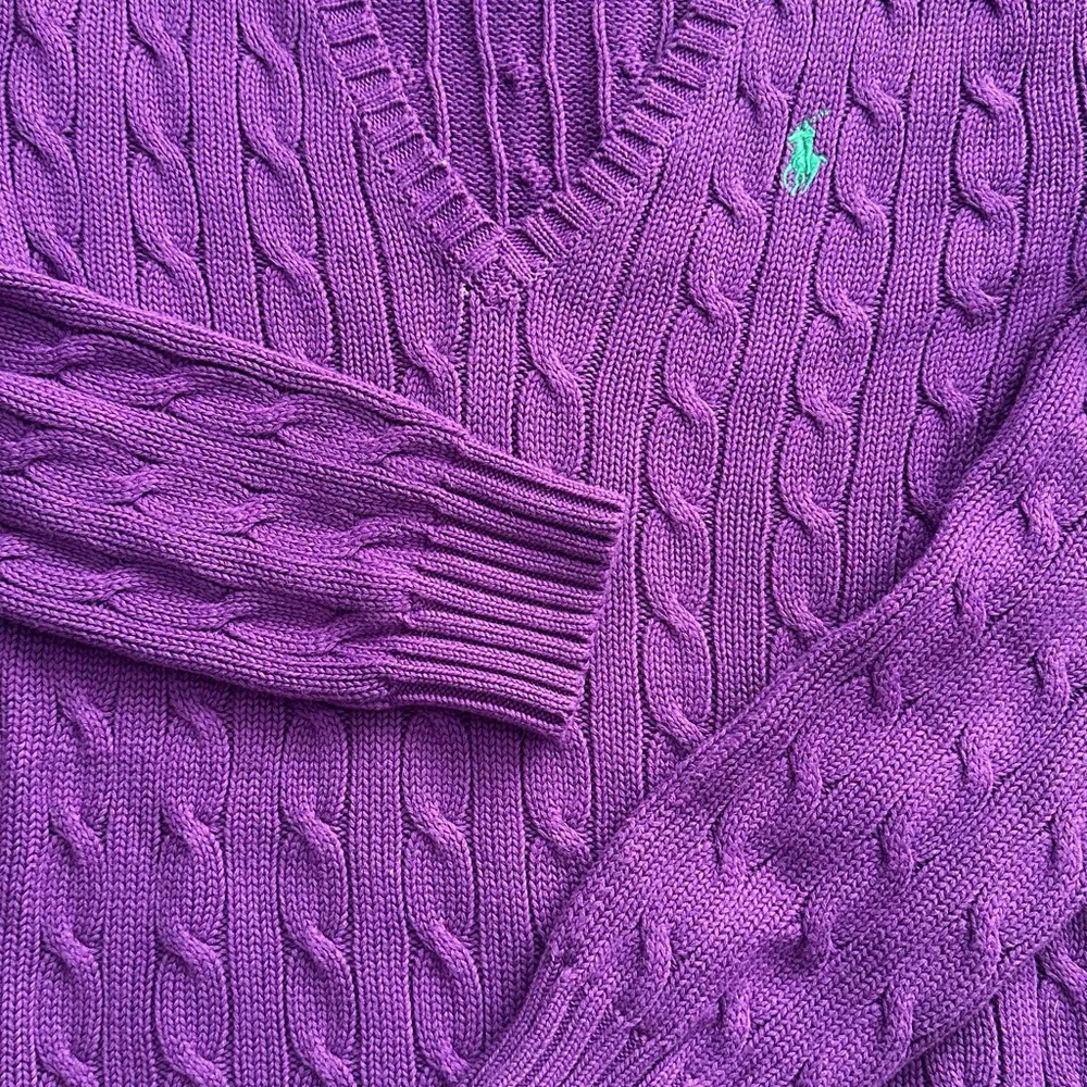 Polo by Ralph Lauren V-Neck Sweater in Deep Purple - Picture 3 of 4